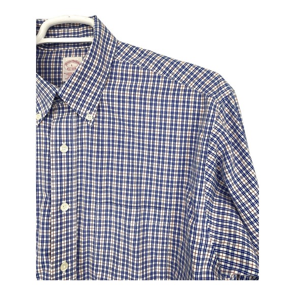 Brook Brothers Checked Shirt Spread Collar Mens‎ Button Up Large L Long Sleeves - Picture 4 of 6